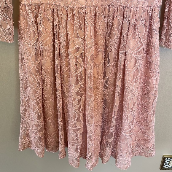 Pippa & Julie girls long sleeve LACE stretch formal dress blush pink size 14 - Picture 6 of 11